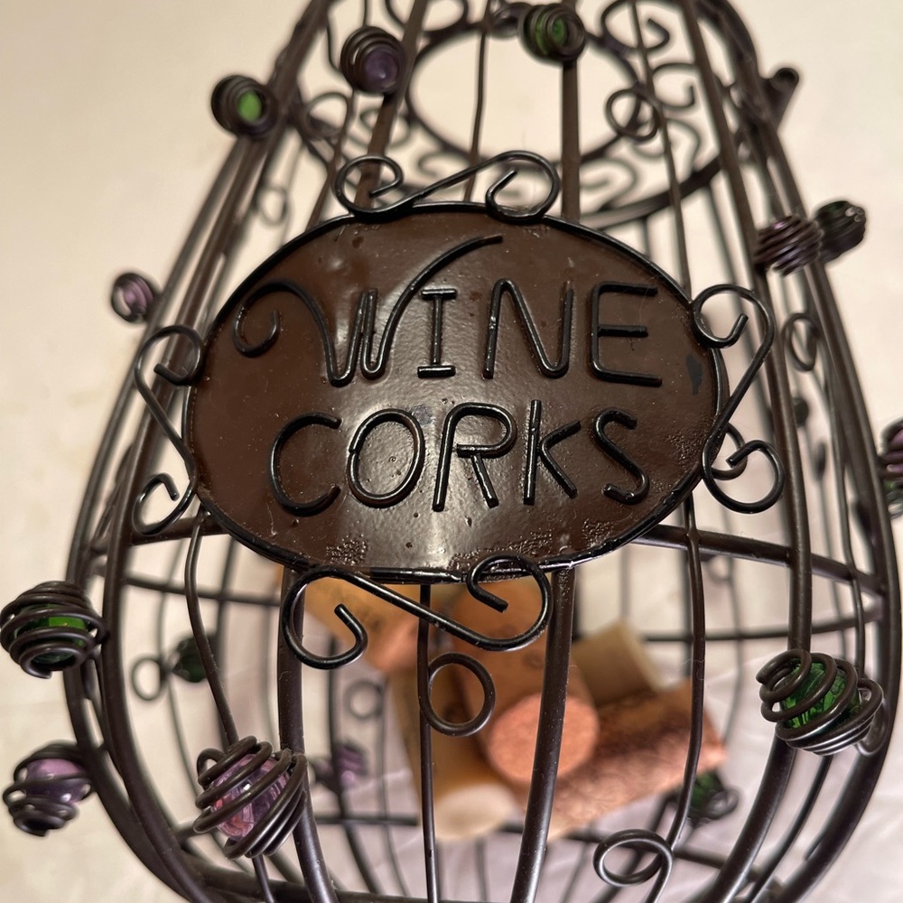 Wine Cork Holder Brown Wire. 12” Tall, 7” Wide. Wine Bottle Shape. NWOT